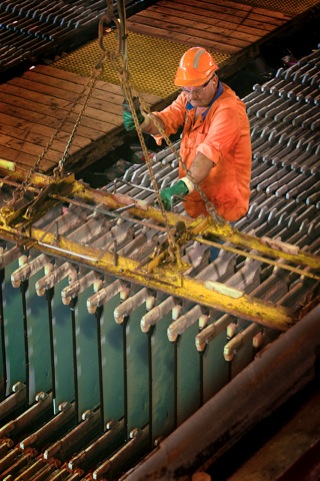 Industrial photography Electrolytic Cell Worker